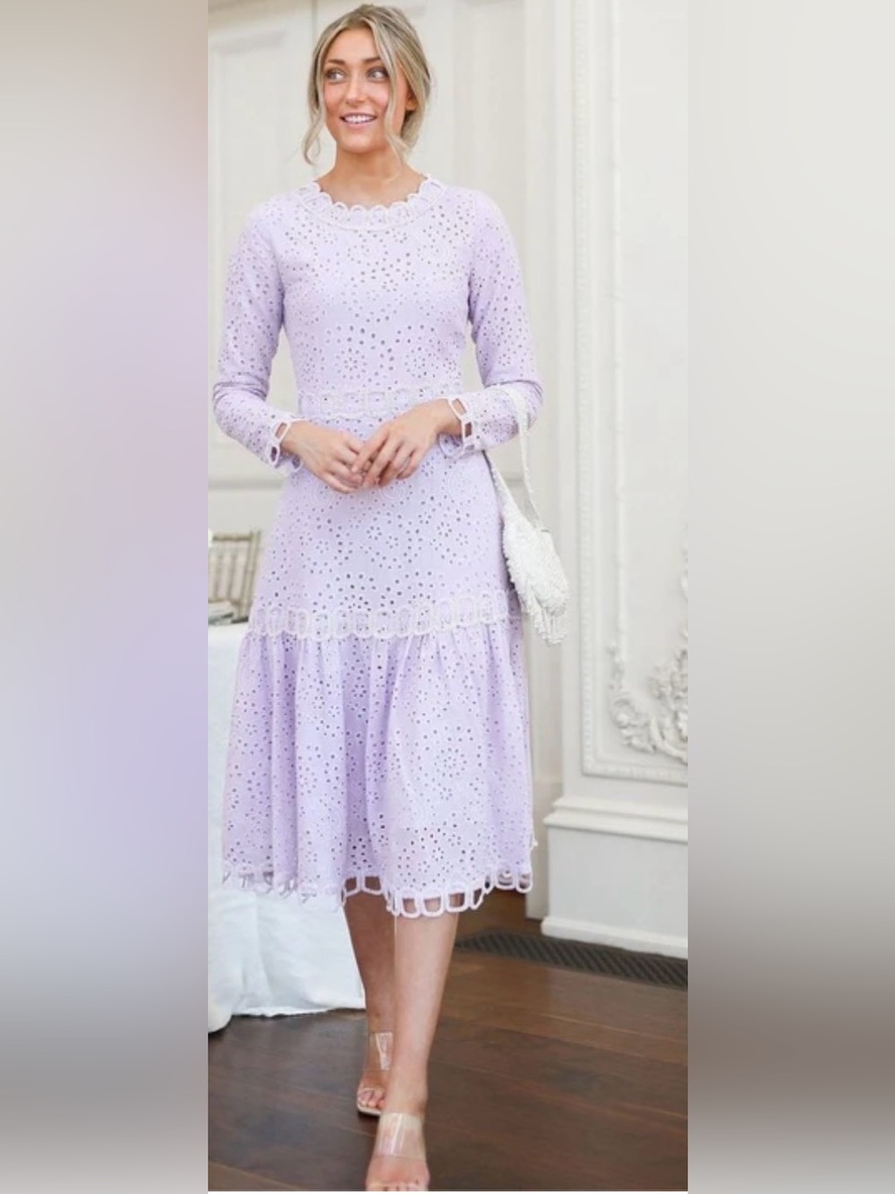England in Spring Dress by Dainty Jewells Sz Large Purple Eyelet